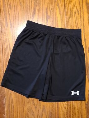 Under Armour Black Performance Training Shorts with White Logo - Boy's 7